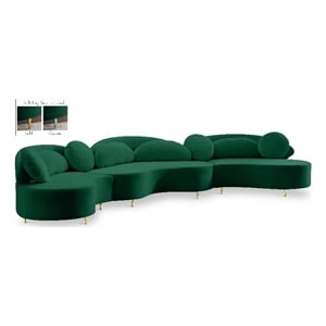 Meridian Furniture Vivacious Green Velvet 3pc. Sectional
