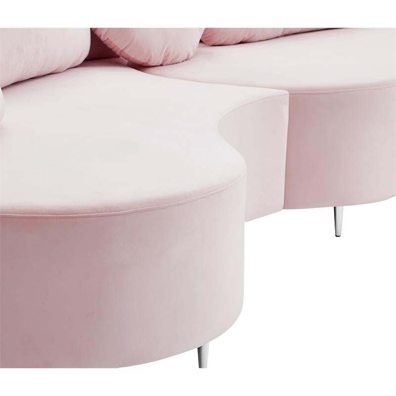 Meridian Furniture Vivacious Pink Velvet 3pc. Sectional