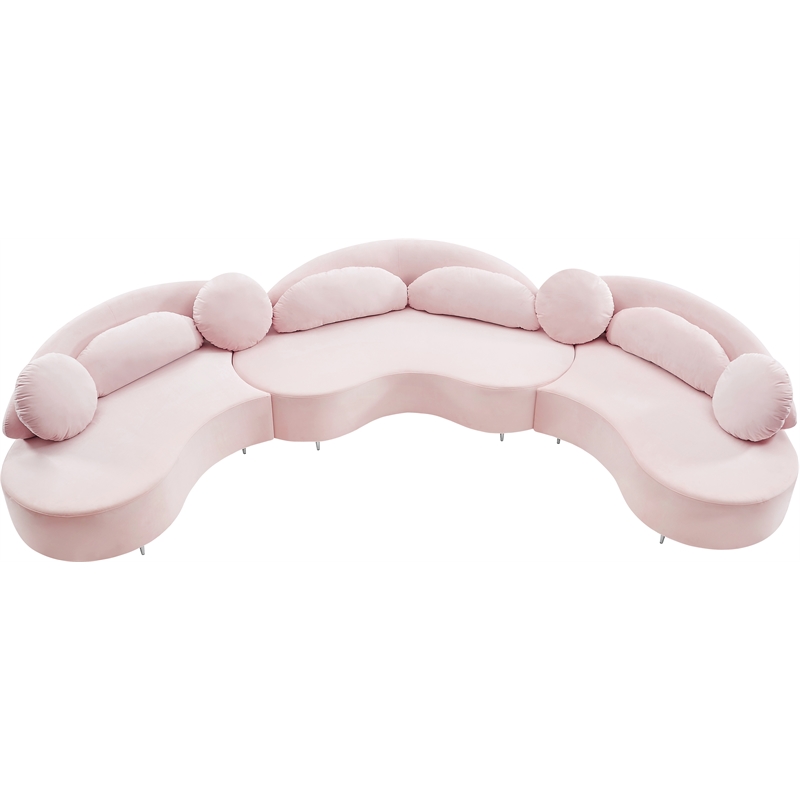 Meridian Furniture Vivacious Pink Velvet 3pc. Sectional
