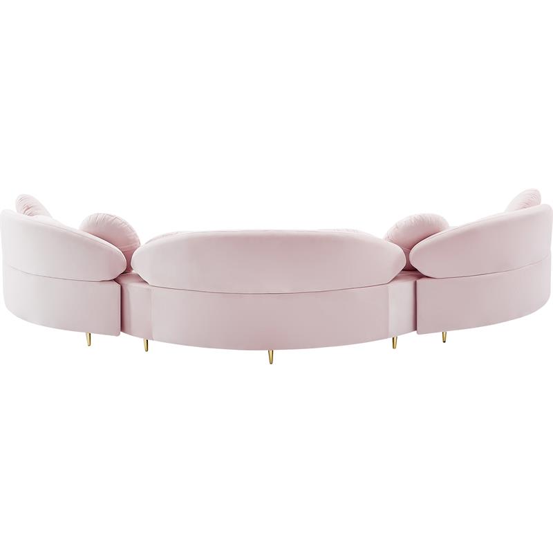 Meridian Furniture Vivacious Pink Velvet 3pc. Sectional
