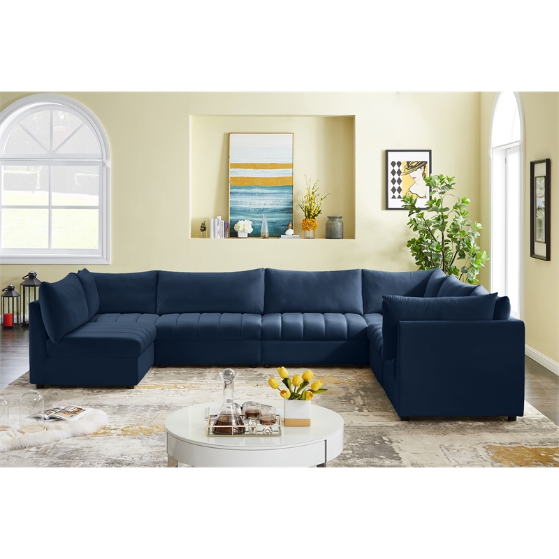 Meridian Furniture Jacob Navy Velvet Modular Sectional