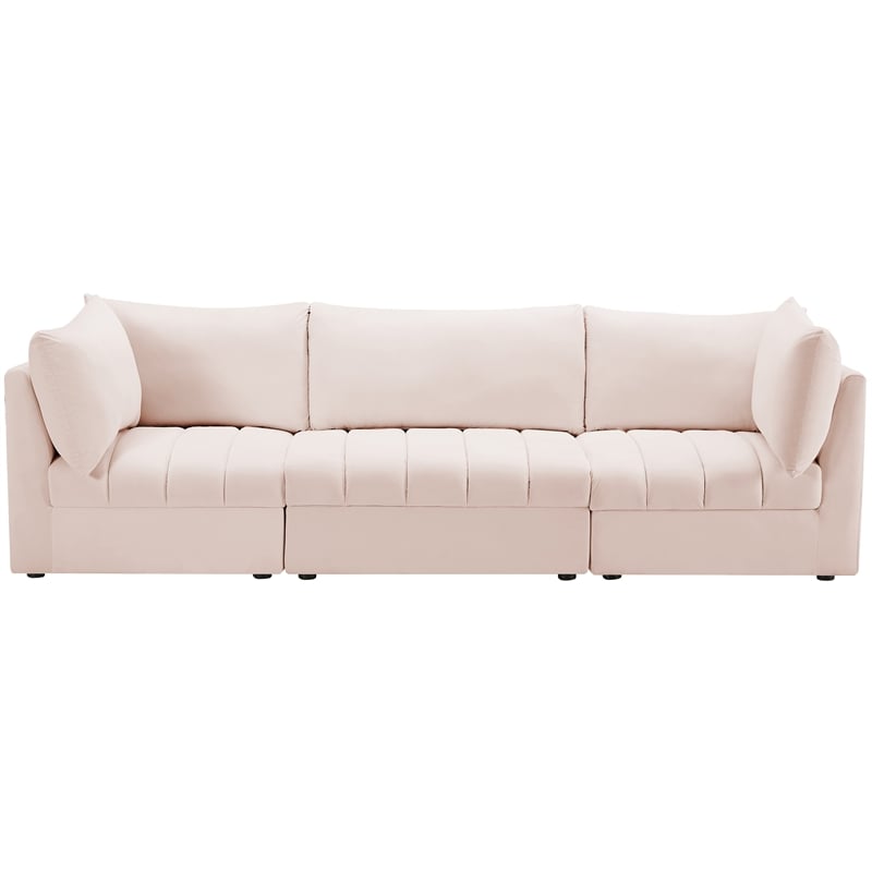 Meridian Furniture Jacob Pink Velvet Modular Sofa