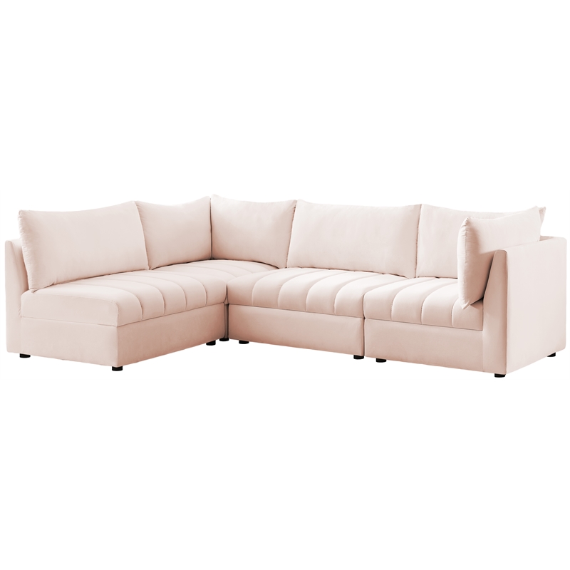 Meridian Furniture Jacob Pink Velvet Modular Sectional