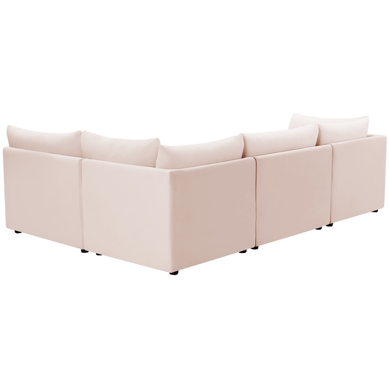 Meridian Furniture Jacob Pink Velvet Modular Sectional