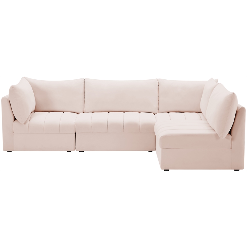 Meridian Furniture Jacob Pink Velvet Modular Sectional