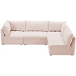 Meridian Furniture Jacob Pink Velvet Modular Sectional