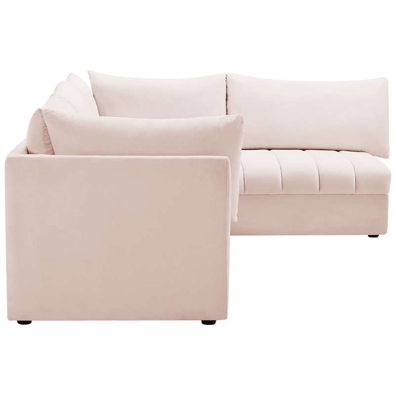Meridian Furniture Jacob Pink Velvet Modular Sectional