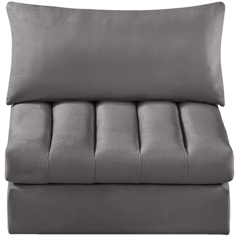 Meridian Furniture Jacob Grey Velvet Armless