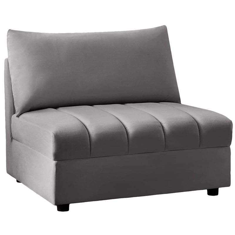 Meridian Furniture Jacob Grey Velvet Armless