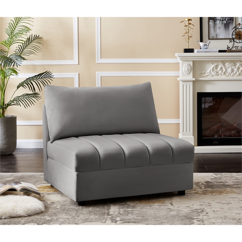 Meridian Furniture Jacob Grey Velvet Armless