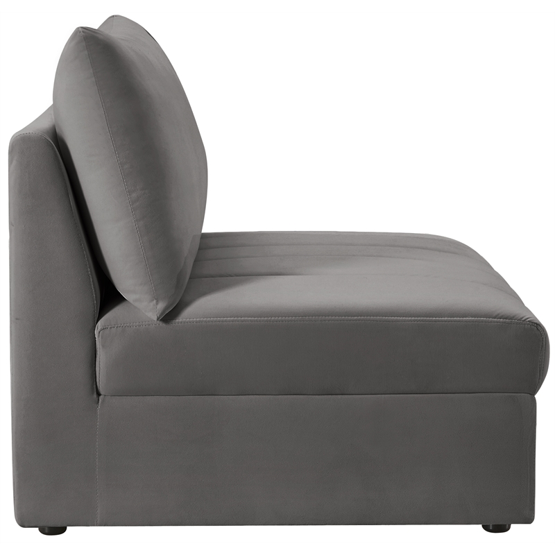 Meridian Furniture Jacob Grey Velvet Armless