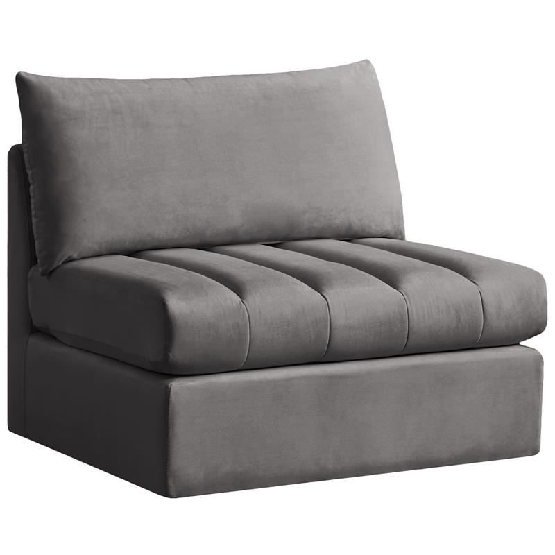 Meridian Furniture Jacob Grey Velvet Armless