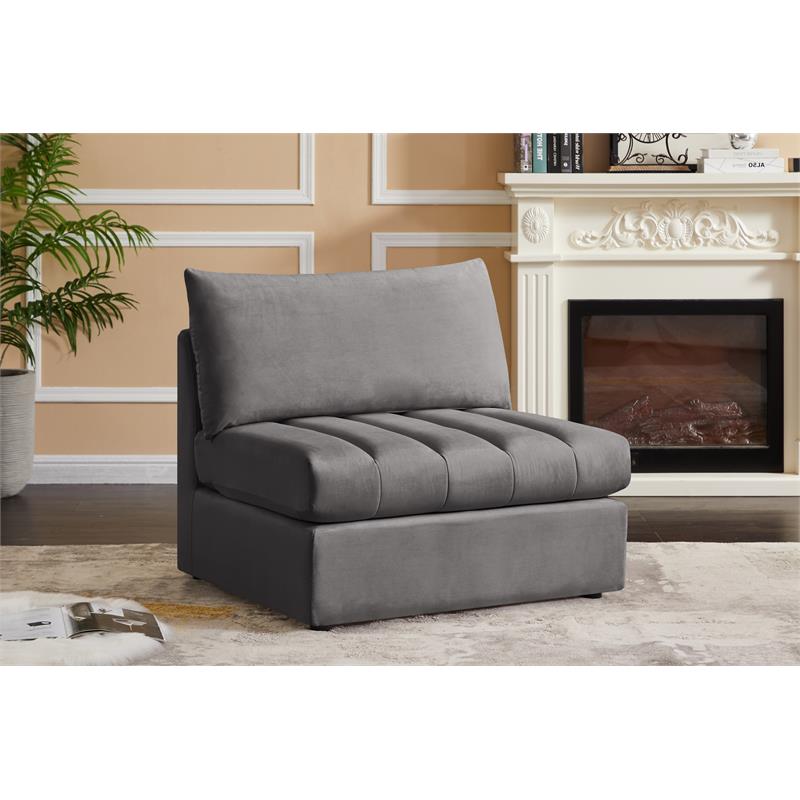 Meridian Furniture Jacob Grey Velvet Armless