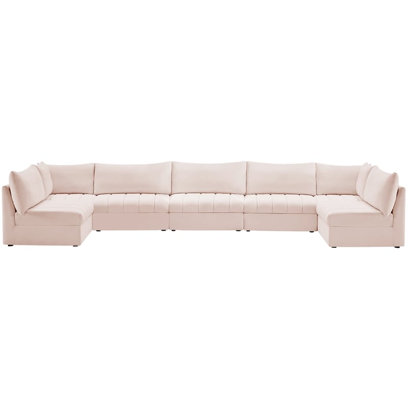 Meridian Furniture Jacob Pink Velvet Modular Sectional