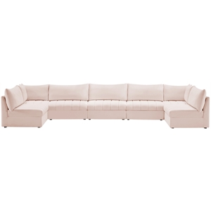 Meridian Furniture Jacob Pink Velvet Modular Sectional