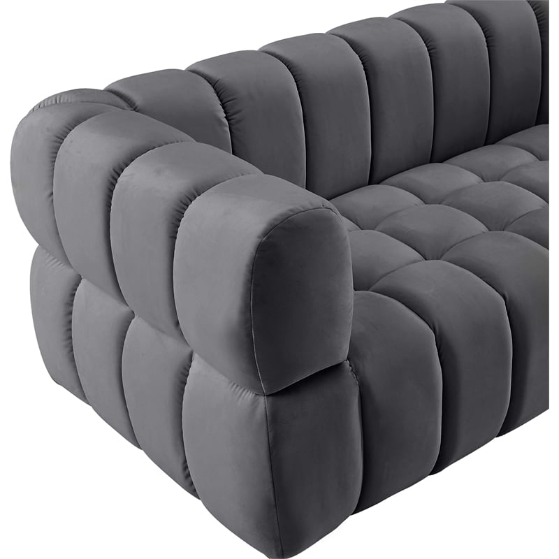Meridian Furniture Gwen Grey Velvet Sofa