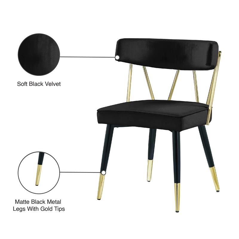 Meridian Furniture Rheingold Black Velvet Dining Chair (Set of 2)