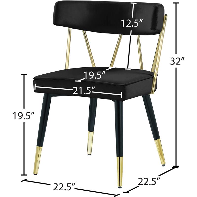 Meridian Furniture Rheingold Black Velvet Dining Chair (Set of 2)