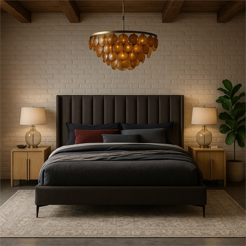 Meridian Furniture Nadia Grey Velvet King Bed