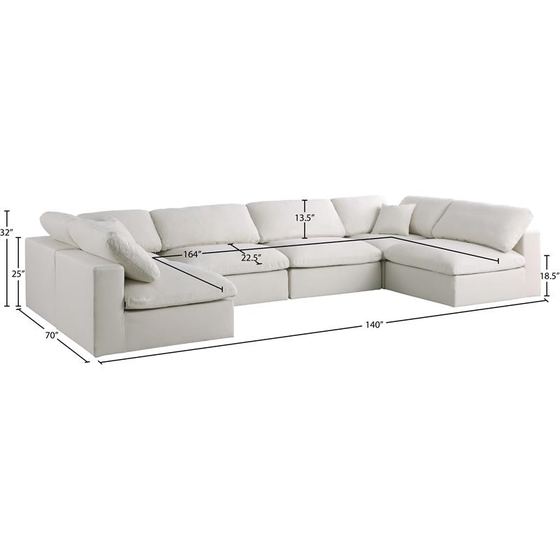 Meridian Furniture Plush Cream Velvet Standard Modular Sectional