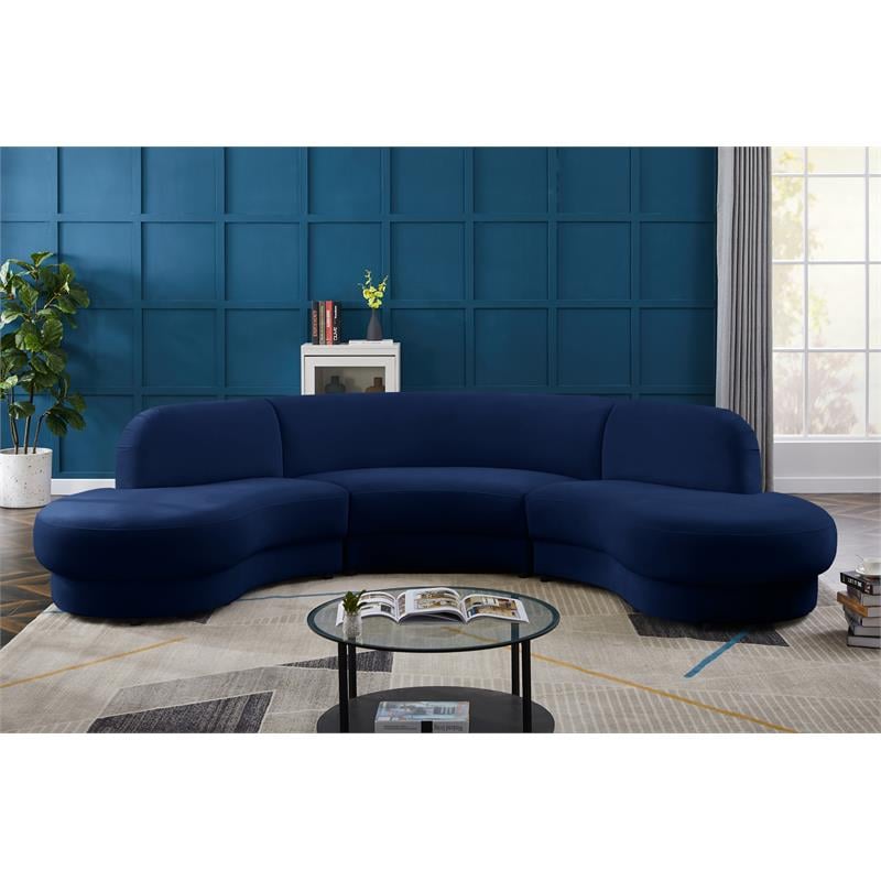 Meridian Furniture Rosa Navy Velvet 3pc. Sectional