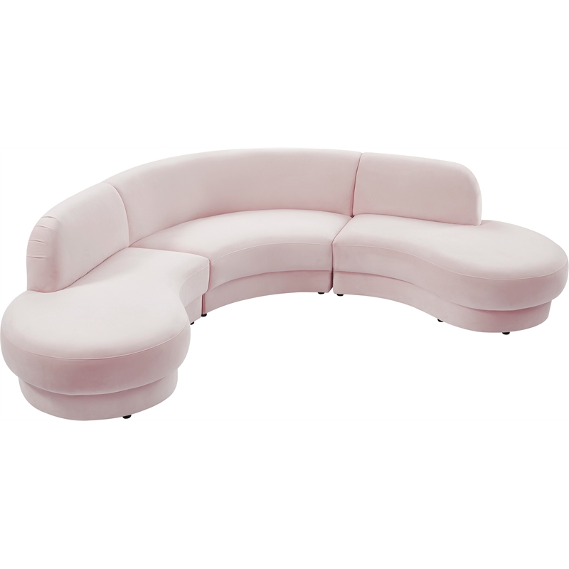 Meridian Furniture Rosa Pink Velvet 3pc. Sectional
