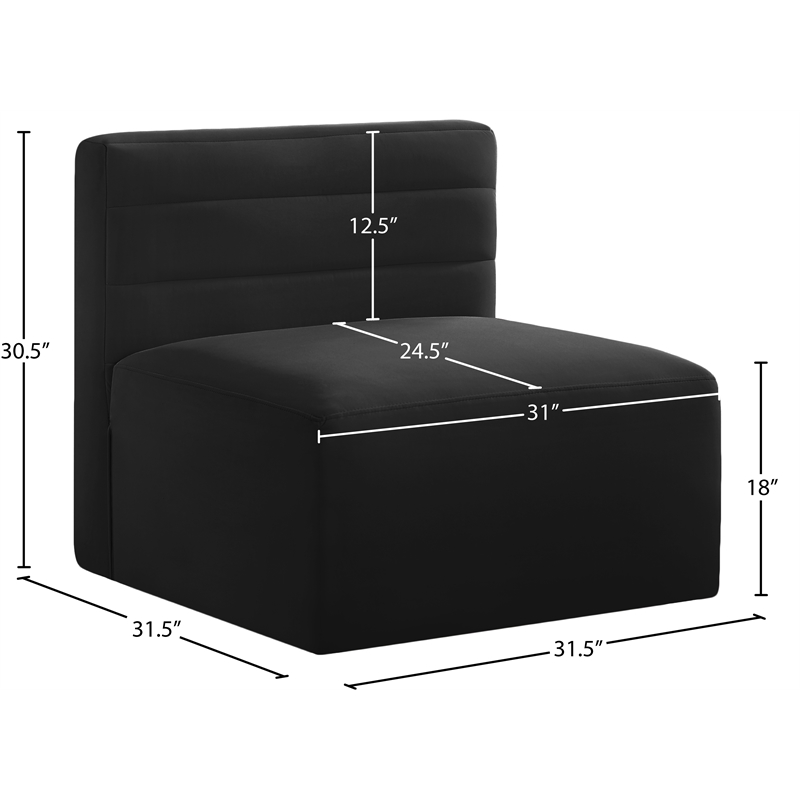 Meridian Furniture Quincy Black Velvet Modular Armless Chair