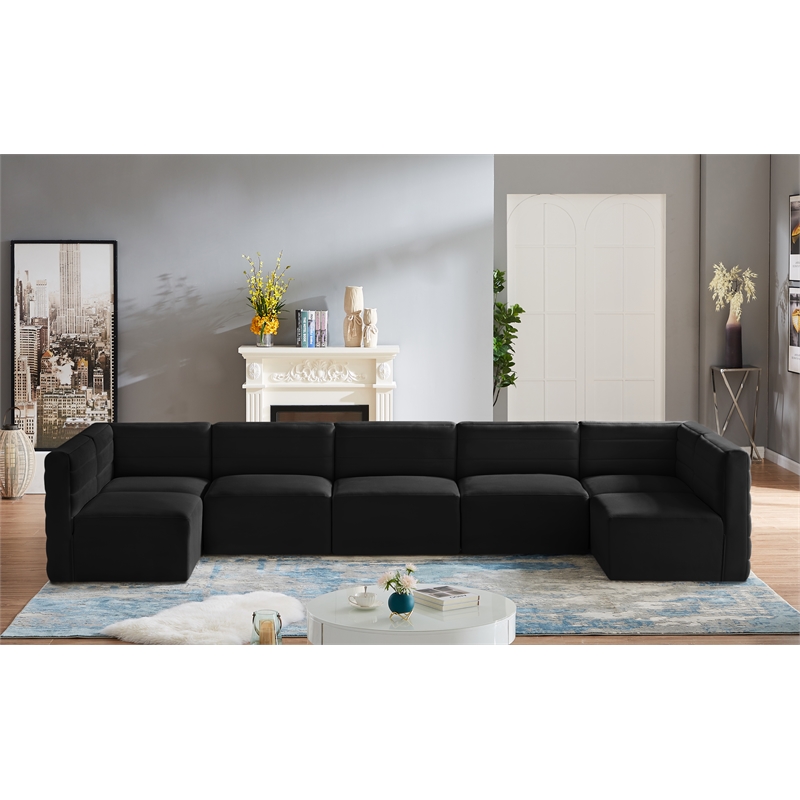 Meridian Furniture Quincy Black Velvet Modular Sectional