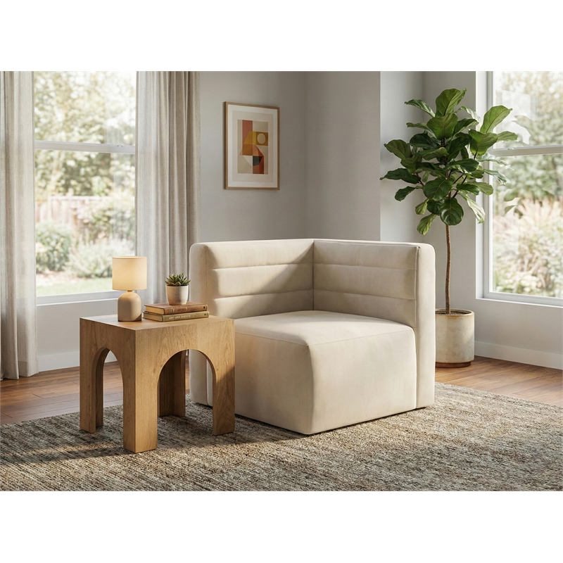 Meridian Furniture Quincy Cream Velvet Modular Corner Chair