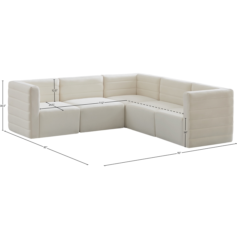 Meridian Furniture Quincy Cream Velvet Modular Sectional