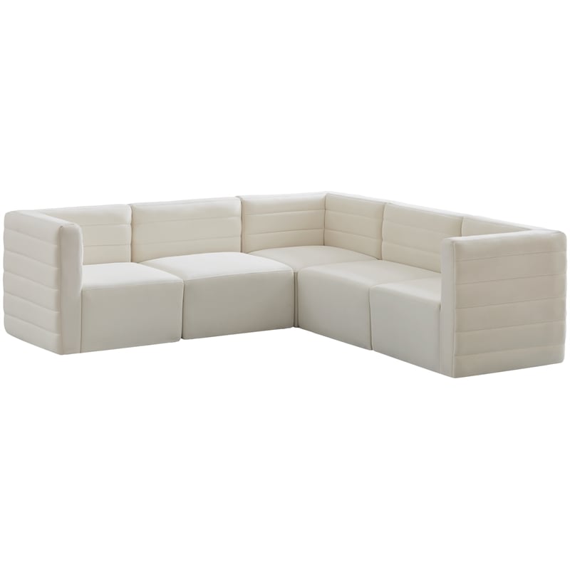 Meridian Furniture Quincy Cream Velvet Modular Sectional