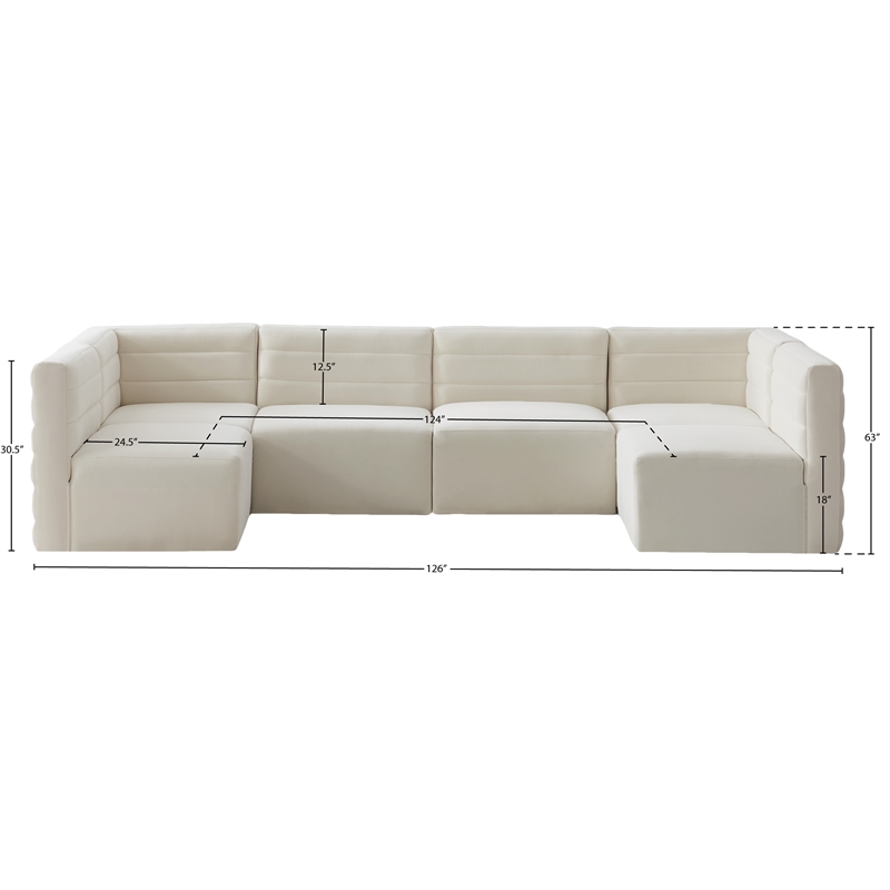 Meridian Furniture Quincy Cream Velvet Modular Sectional