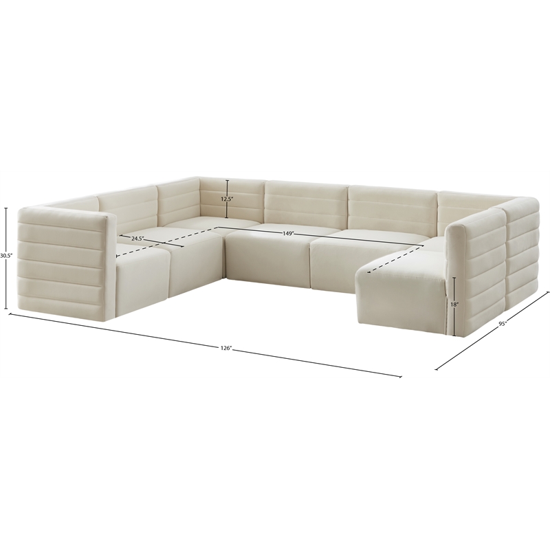 Meridian Furniture Quincy Cream Velvet Modular Sectional