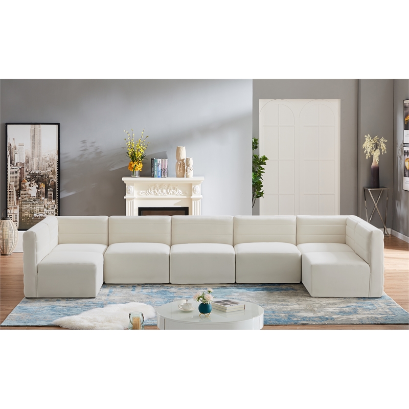 Meridian Furniture Quincy Cream Velvet Modular Sectional