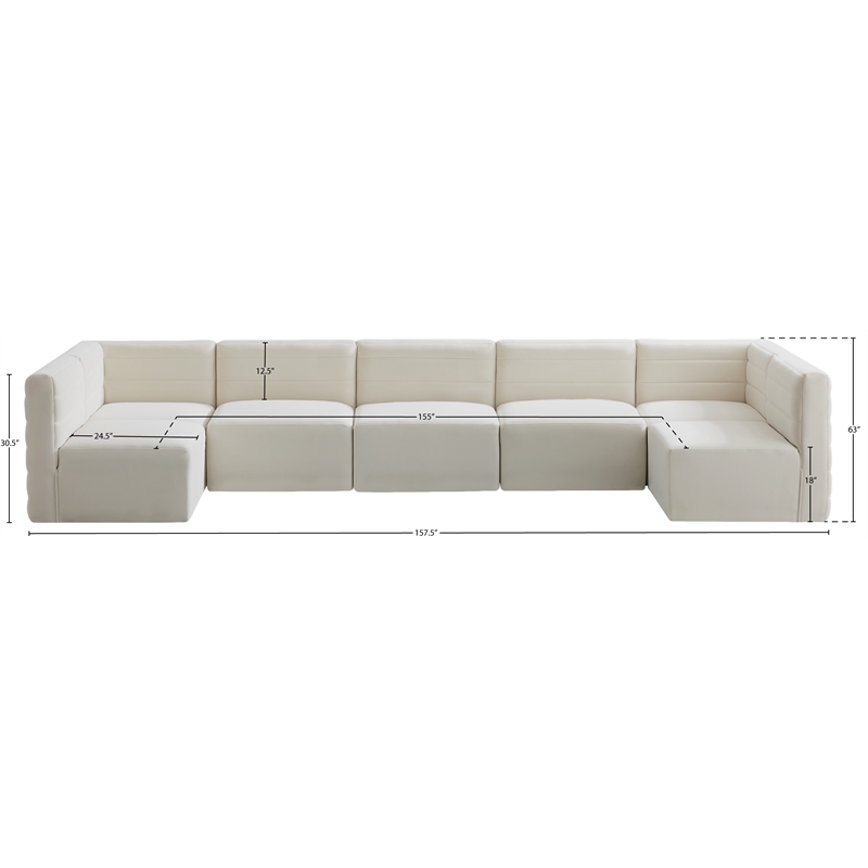 Meridian Furniture Quincy Cream Velvet Modular Sectional