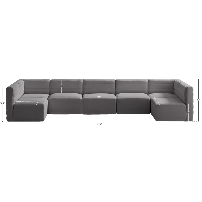 Meridian Furniture Quincy Grey Velvet Modular Sectional