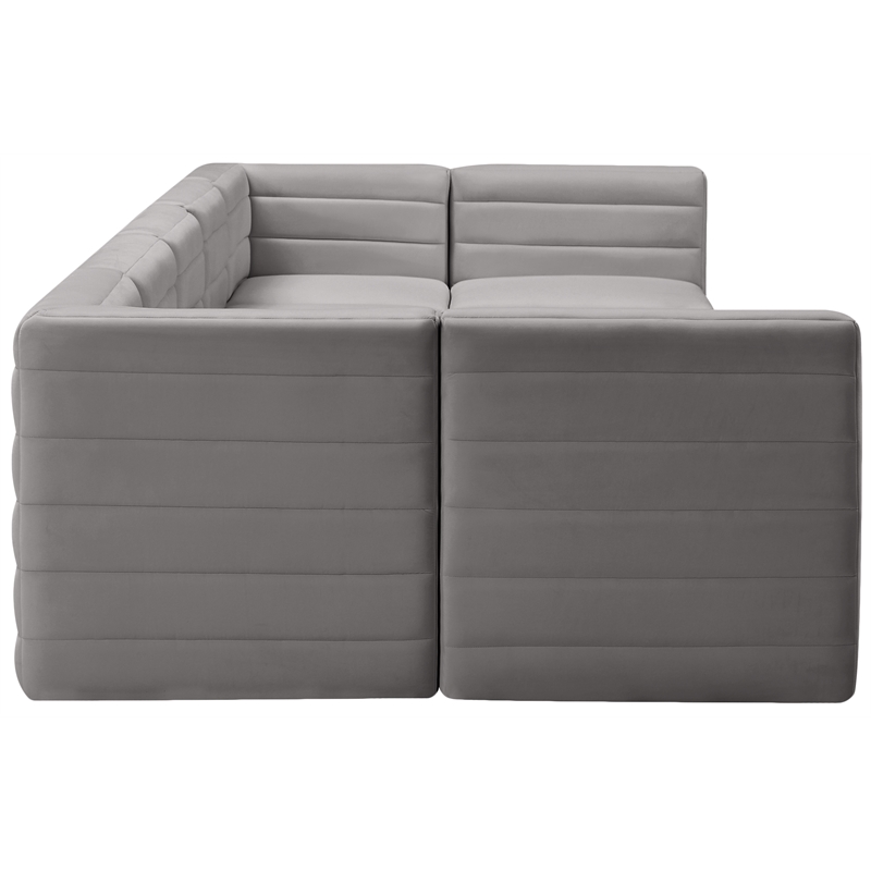 Meridian Furniture Quincy Grey Velvet Modular Sectional