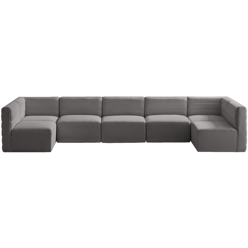 Meridian Furniture Quincy Grey Velvet Modular Sectional