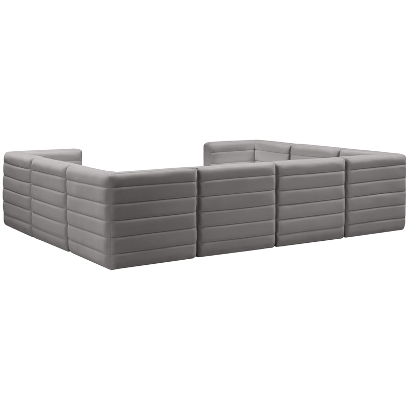Meridian Furniture Quincy Grey Velvet Modular Sectional