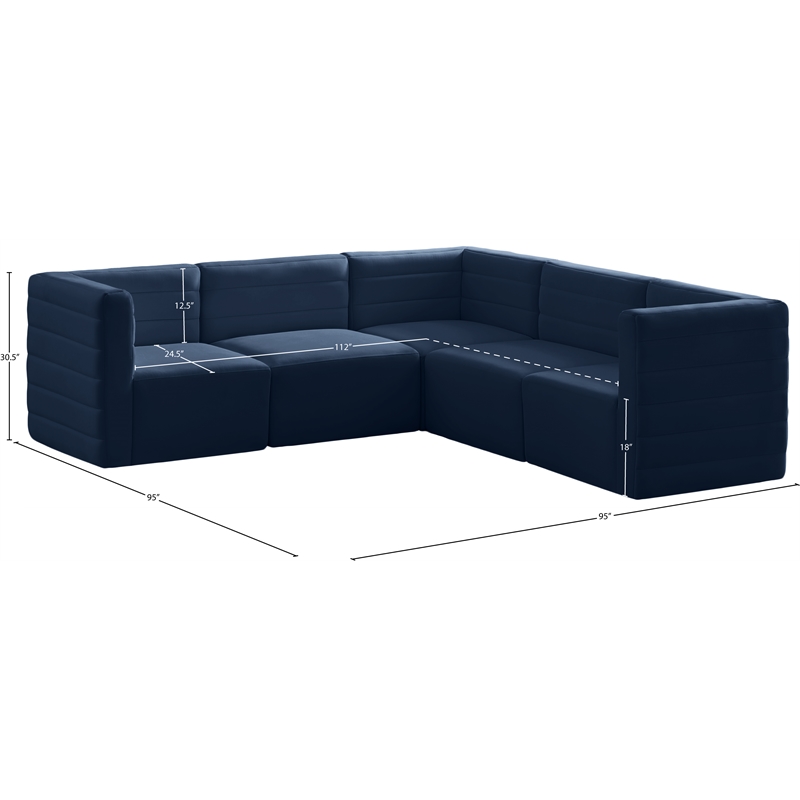 Meridian Furniture Quincy Navy Velvet Modular Sectional