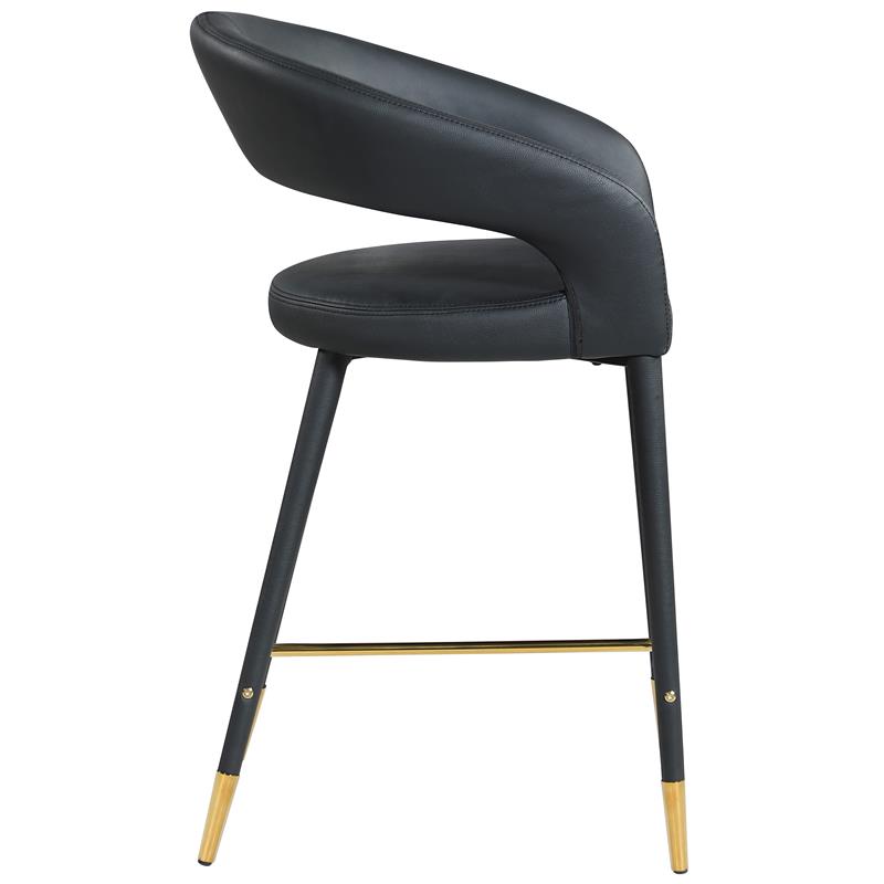 Meridian Furniture Destiny Black Vegan Leather Stool