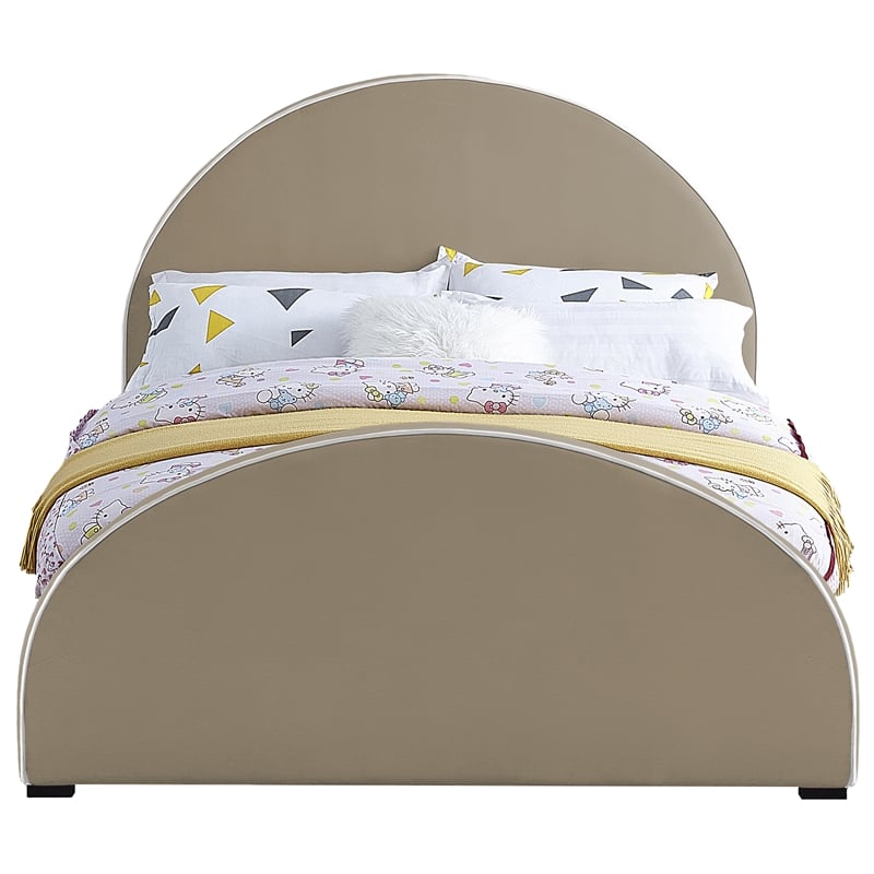 Meridian Furniture Brody Full Velvet Upholstered Bed in Beige