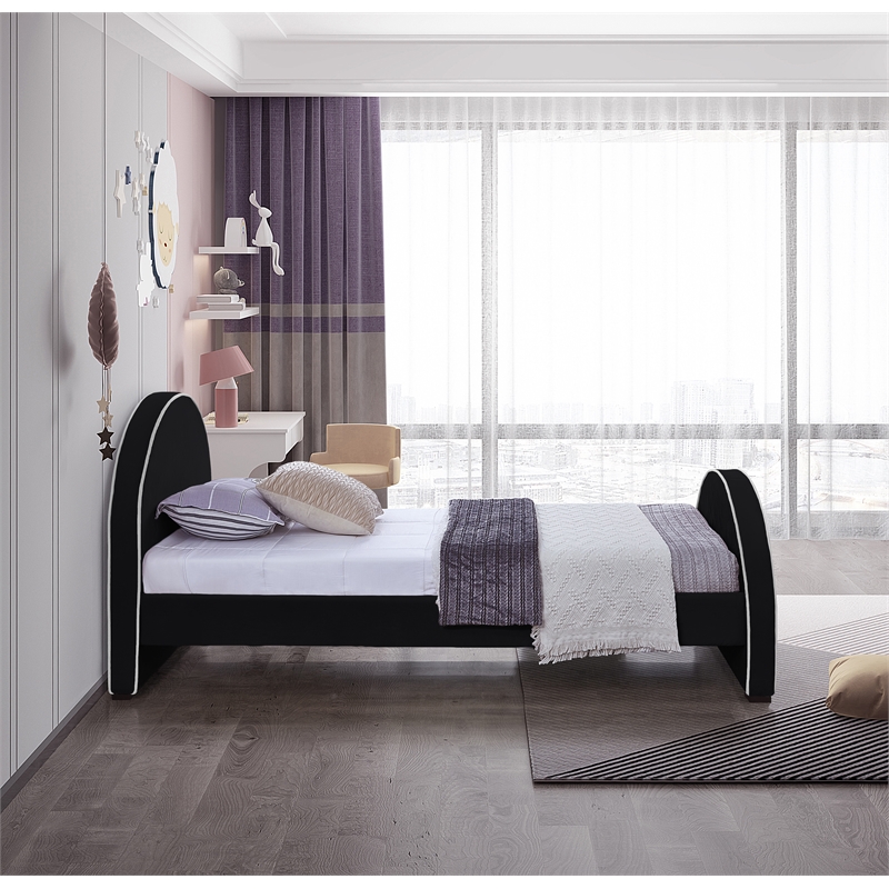 Meridian Furniture Brody Black Velvet Twin Bed