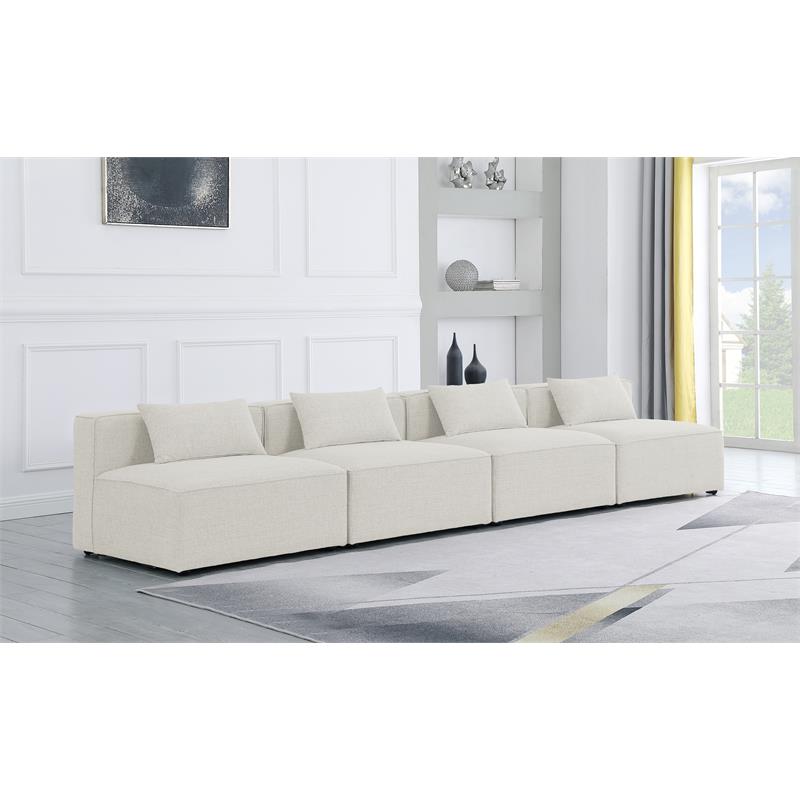 Meridian Furniture Cube Cream Durable Linen Modular Sofa