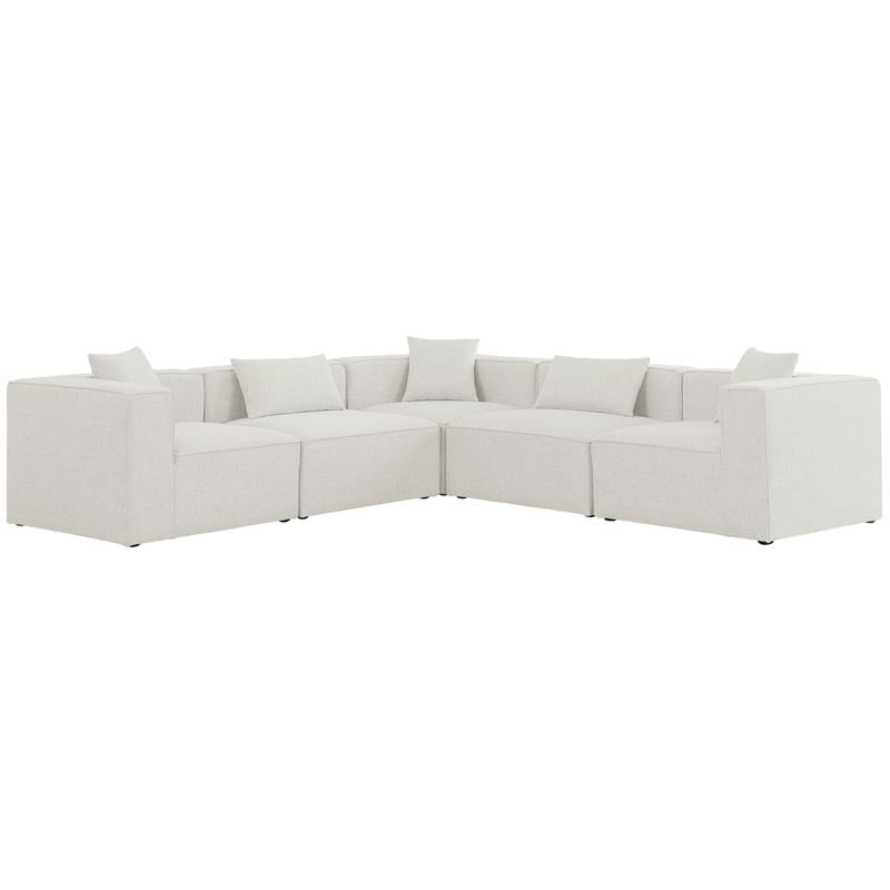 Meridian Furniture Cube Cream Durable Linen Modular Sectional