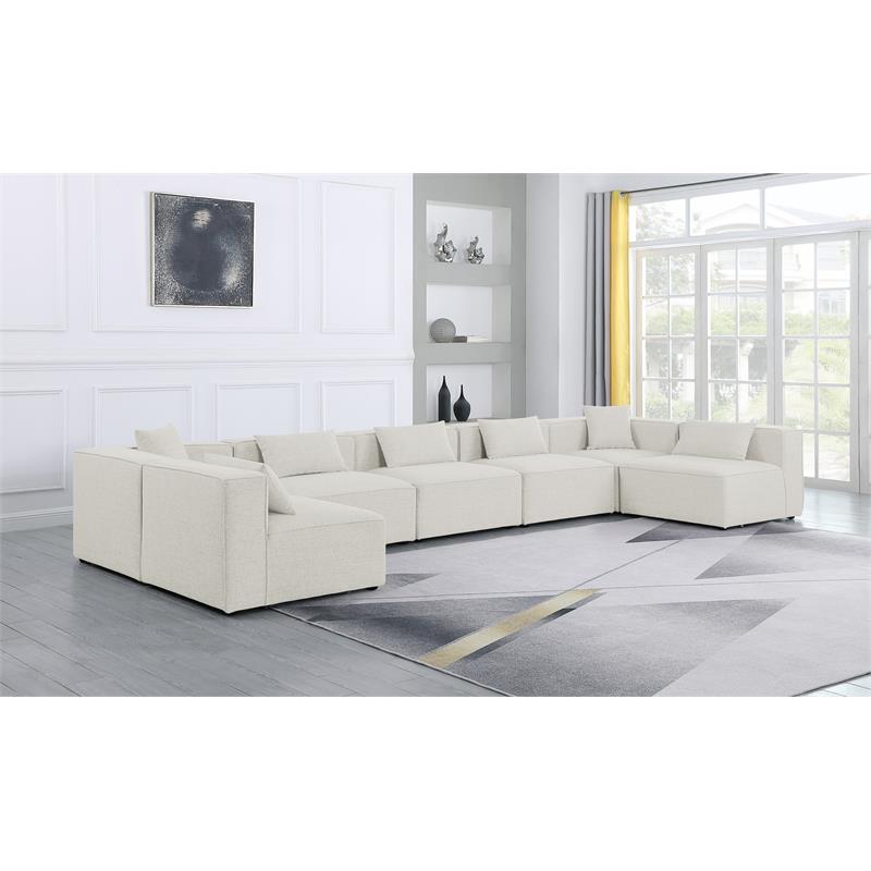 Meridian Furniture Cube Cream Durable Linen Modular Sectional