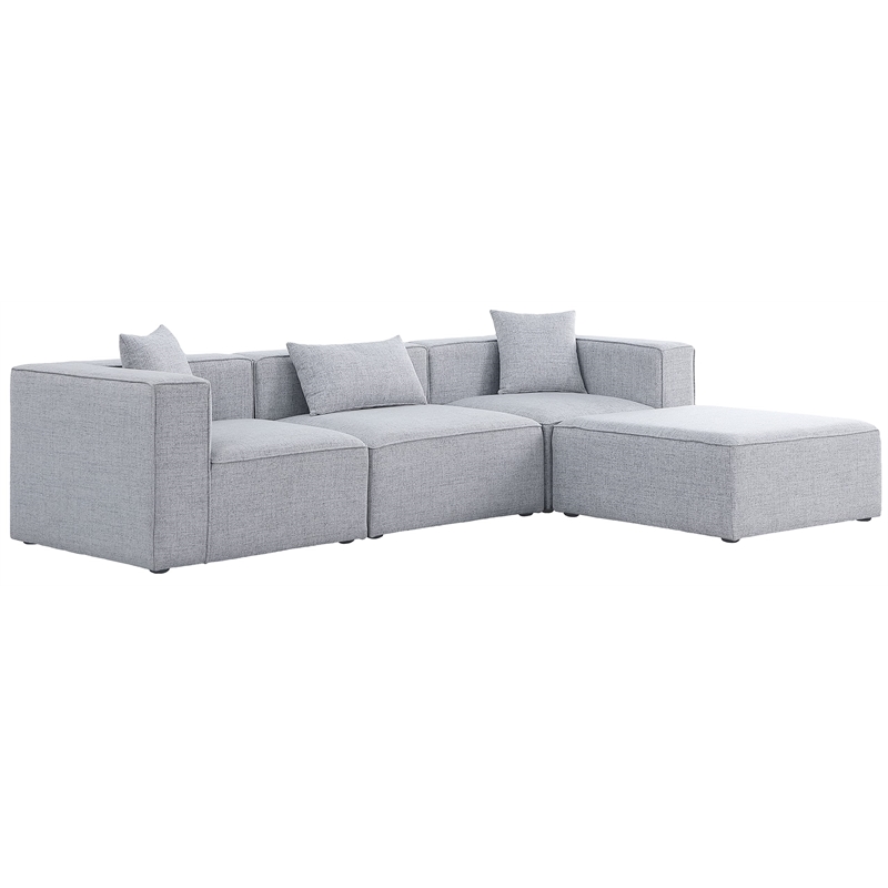 Meridian Furniture Cube Grey Durable Linen Modular Sectional