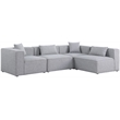 Meridian Furniture Cube Grey Durable Linen Modular Sectional