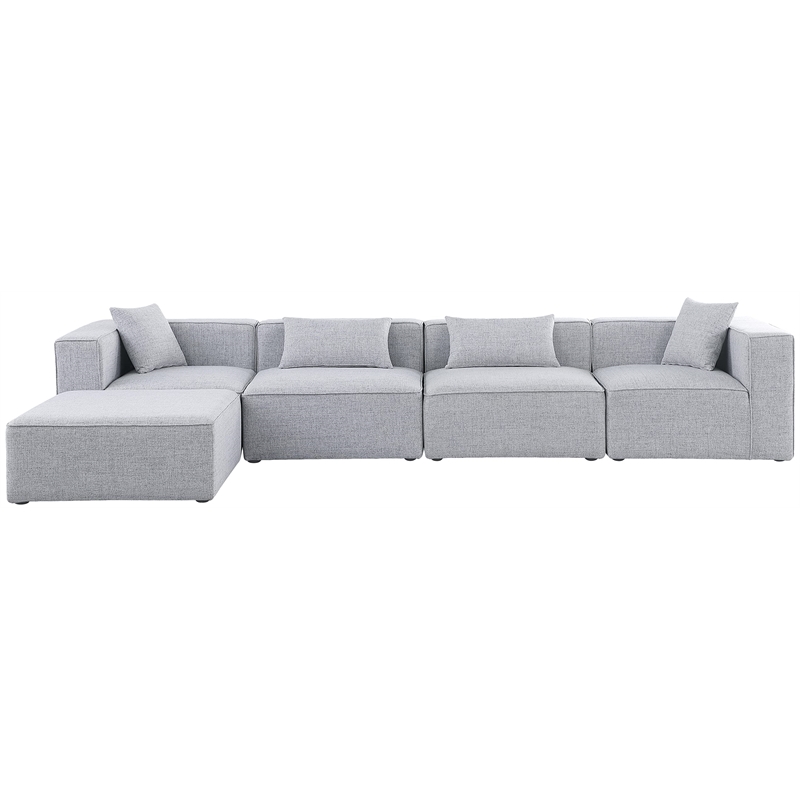Meridian Furniture Cube Grey Durable Linen Modular Sectional