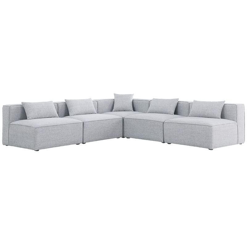 Meridian Furniture Cube Grey Durable Linen Modular Sectional
